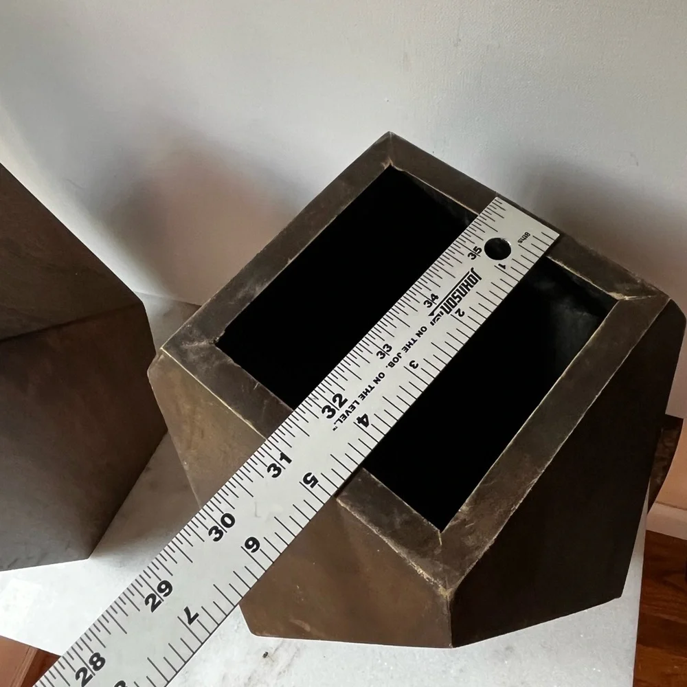Wood Vase/Planter Geometric Mid Century Design Boho minimalist 11.6” set 2…